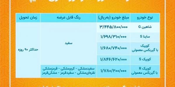 فروش نود روزه محصولات سایپا