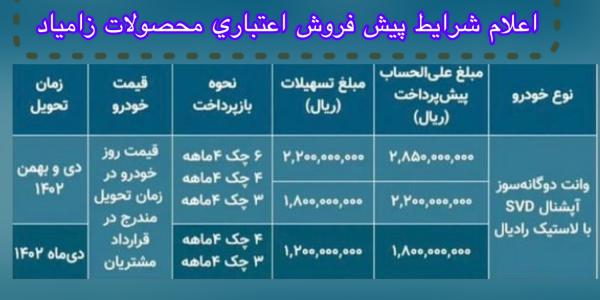 پیش فروش اعتباری زامیاد