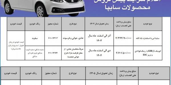 پیش فروش نقدی سایپا