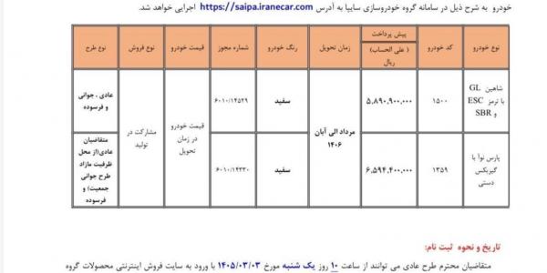 پیش فروش محصولات سایپا